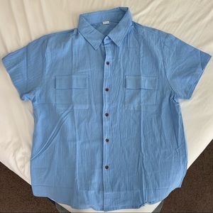 Baby Blue Short Sleeve Button Down